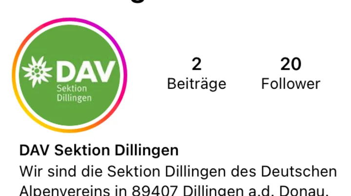 Instagram Sektion Dillingen | © DAV Dillingen Screenshot des Instagram-Profiles der DAV-Sektion Dillingen | © DAV Dillingen